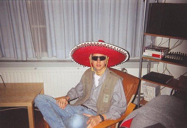 Color photo of Dries Buytaert in his University of Antwerp dorm room circa 2000