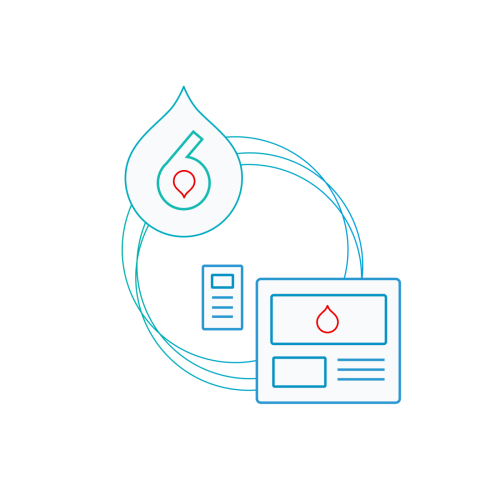 teal and blue line art of the 6sense logo with content and circles behind it