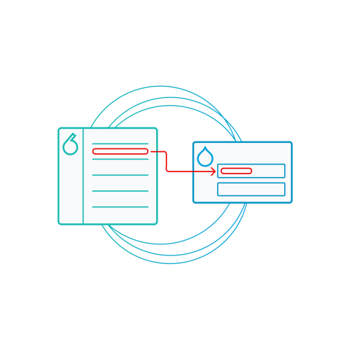 teal and blue line art of content with circles