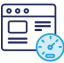 navy and blue web browser with clock icon