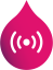 droplet with a pink to navy gradient and a dot with some echo lines in the center