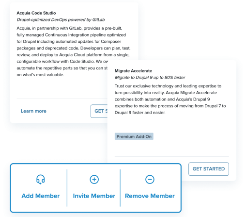 Cloud Platform Screenshots paired with blue graphic representation of the interface