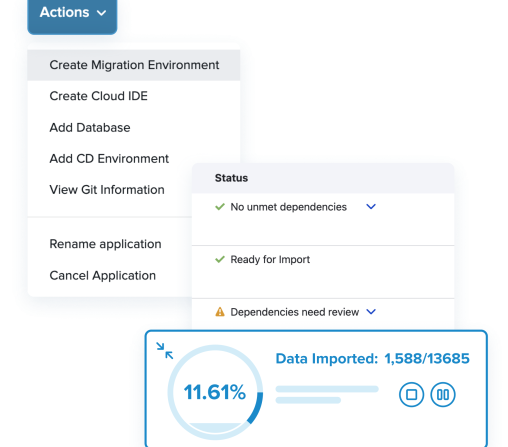 Cloud Platform Screenshots paired with blue graphic representation of the interface