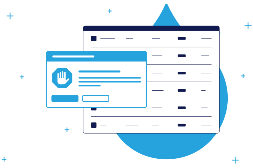 Illustrative Product UI of a list with a cookie modal