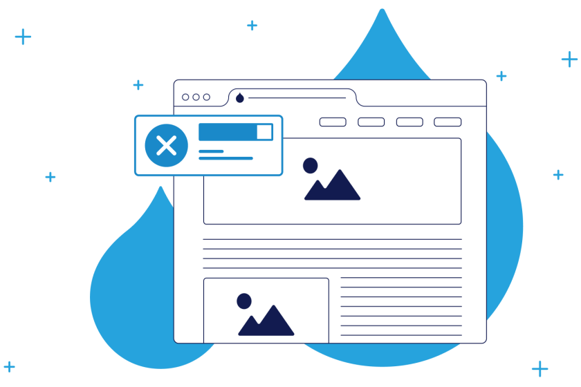 diagrammatic illustration of product UI with a browser being highlighted with page errors