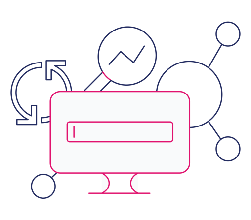 Illustration of a monitor with various different technological capabilities around it