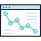 line art web browser with analytics trending down