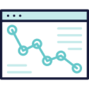 line art web browser with analytics trending down