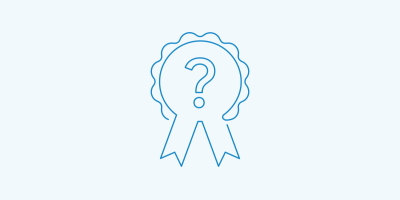 Award ribbon with question mark