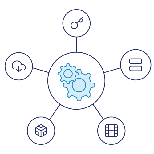 navy and blue line art of an API graphic