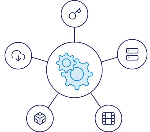 navy and blue line art of an API graphic