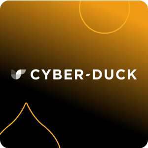 black to yellow gradient with  the cyber-duck logo