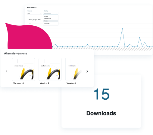 various product screenshots from the Acquia DAM product