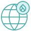 teal globe icon with drupal logo