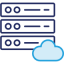 line art of a server and a cloud