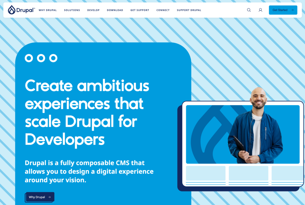 Screenshot previewing new Drupal.org homepage branding