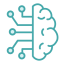 teal icon of half brain half technology