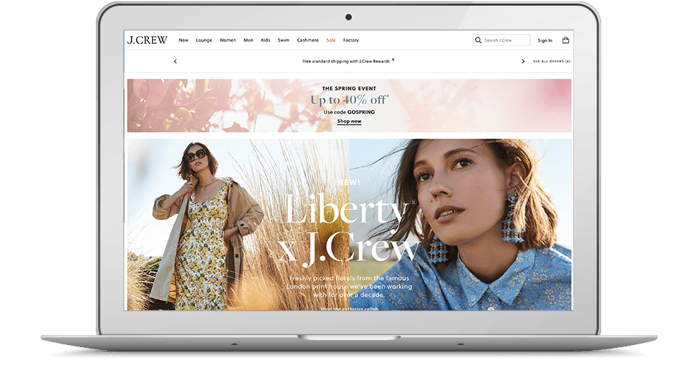 J.Crew website on a laptop