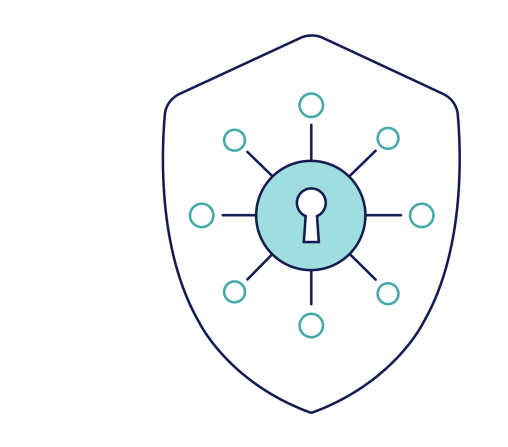 navy and teal Shield line art