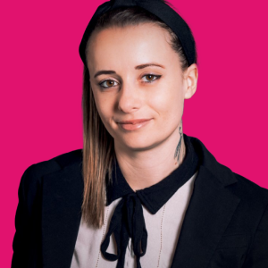 Margaux Raquin Headshot on Pink Background