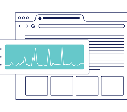 Illustration with a heart rate monitor over a browser