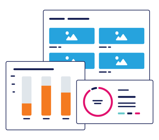 Product UI illustration of various compliance regulations with statistics