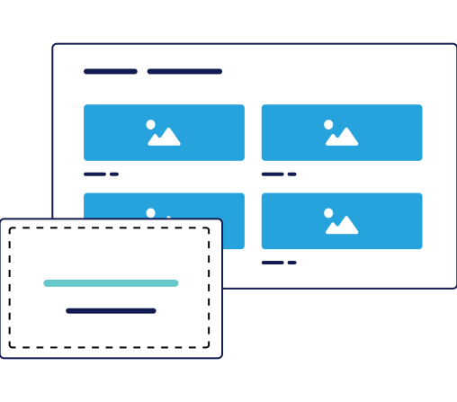 Product UI illustration of content with an access modal