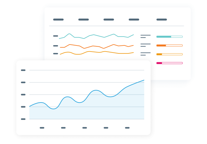 Stylized Product UI with various graphs tracking data