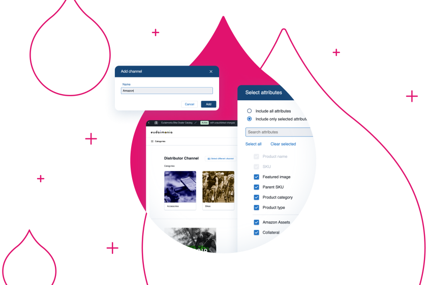 pink droplets with Acquia Portals screenshots