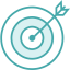 teal icon of an arrow hitting a bullseye